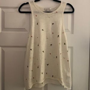 Madewell Cotton/Linen Tank Top with Embroidered Fruits